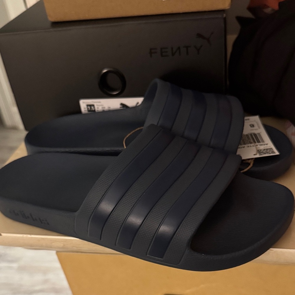 adidas Men's Navy Blue Slides